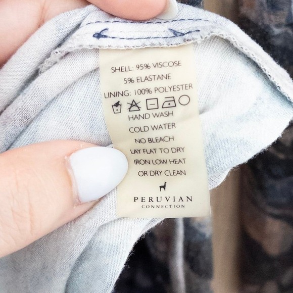 Peruvian Connection Womens Shadow Vine Dress Size S Long Sleeve Ruched Midi - Picture 10 of 10